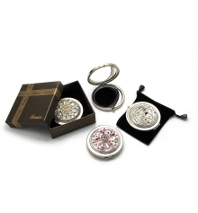 Зеркальце косметическое «Стразы» хром (d-7 см) (в коробке + чехольчик) купить в интернет магазине подарков ПраздникШоп