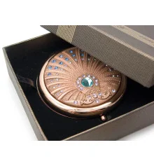 Зеркальце косметическое «Узор с камнями» «медь» (d-7 см) (в коробке + чехольчик) купить в интернет магазине подарков ПраздникШоп