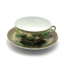 Чашка+блюдце фарфор (150мл) (SBS127) «Китаянка зеленый» (h-4.5 см купить в интернет магазине подарков ПраздникШоп
