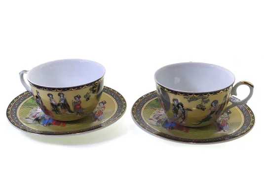 Сервиз фарфор (2JBS70) 2 чашки +2 блюдца «Девушки» (210 мл) (h-6 см купить в интернет магазине подарков ПраздникШоп