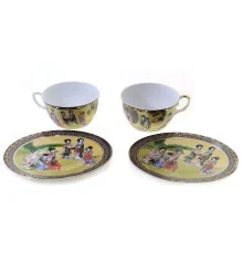 Сервиз фарфор (2JBS70) 2 чашки +2 блюдца «Девушки» (210 мл) (h-6 см купить в интернет магазине подарков ПраздникШоп