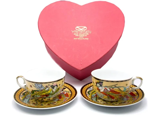 Сервиз фарфор (2JBS29-4) 2 чашки +2 блюдца «Девушки» (210 мл) (h-6 см купить в интернет магазине подарков ПраздникШоп