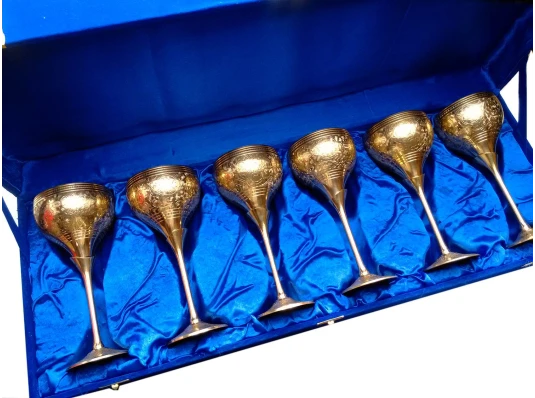 Бокалы бронзовые позолоченые (н-р 6 шт./250мл) (h-17 см) (59×21.5×9 см) купить в интернет магазине подарков ПраздникШоп