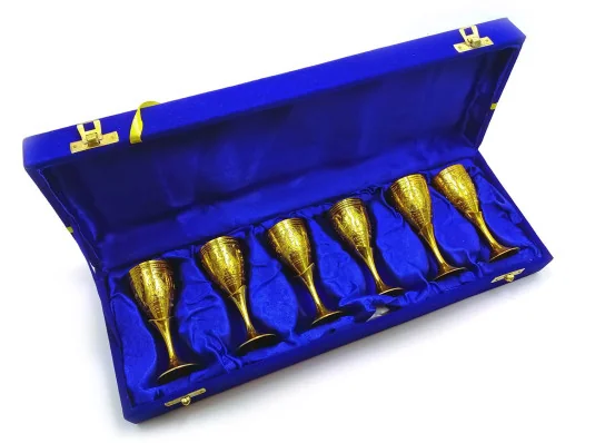 Рюмки бронзовые позолоченные (н-р 6 шт./60мл) (h-9.5 см) (38×13.5×6 см) купить в интернет магазине подарков ПраздникШоп