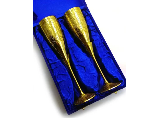 Бокалы бронзовые позолоченные (н-р 2 шт./170мл) (h-25 см) (26.5×18×9 см) купить в интернет магазине подарков ПраздникШоп