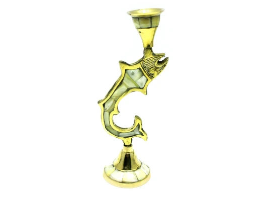 Подсвечник бронзовый с перламутром «Рыба» (17×6×6 см) купить в интернет магазине подарков ПраздникШоп