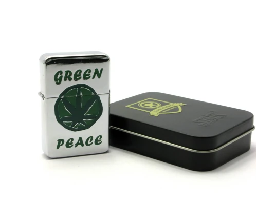 Зажигалка бензиновая «Green Peace» купить в интернет магазине подарков ПраздникШоп