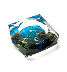 Пепельница стеклянная многогранная «Море» (9.5×9.5×4 см) купить в интернет магазине подарков ПраздникШоп