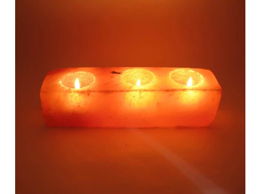 Подсвечник соляной тройной 1.6кг (ch-10) (22.5×8×6 cm) (16 шт. ящ.) (Гималайская соль) купить в интернет магазине подарков ПраздникШоп