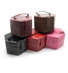 Шкатулка для украшений шестигранная крокодилья кожа (13×14.5×10 см) купить в интернет магазине подарков ПраздникШоп