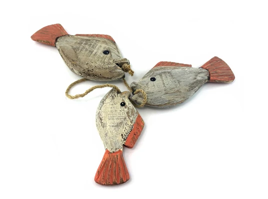 Рыбы связка 3 шт. дерево (20×11×6.5 см) купить в интернет магазине подарков ПраздникШоп