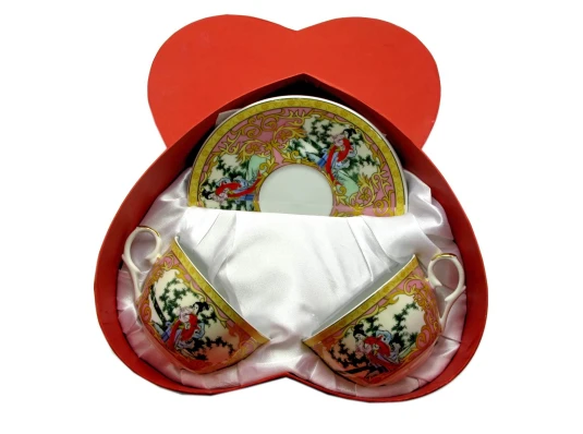 Сервиз фарфор (2JBS111-8) 2 чашки +2 блюдца «Девушка» (210 мл) (h-6 см купить в интернет магазине подарков ПраздникШоп