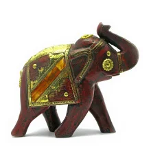 Слон деревянный винтажный с медными вставками (h-16 см) купить в интернет магазине подарков ПраздникШоп