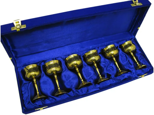 Рюмки бронзовые позолоченные (н-р 6 шт.) (h-9 см) (37×12.5×5 см) купить в интернет магазине подарков ПраздникШоп