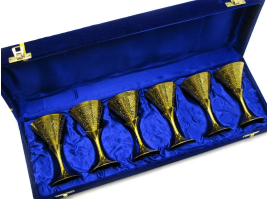 Рюмки бронзовые позолоченные (н-р 6 шт./50мл) (h-11 см) (43×15×8 см) купить в интернет магазине подарков ПраздникШоп