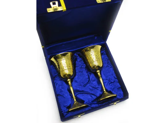 Бокалы бронзовые позолоченные (н-р 2 шт./140мл) (h-15.5 см (24×18.5×7.5 см) купить в интернет магазине подарков ПраздникШоп