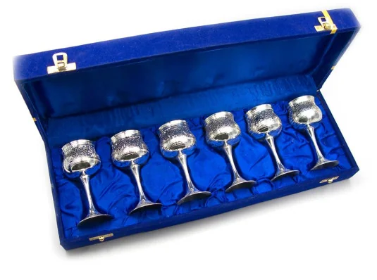 Рюмки бронзовые посеребренные (н-р 6 шт./50мл) (44.5×15×7 см) (h-9.5) купить в интернет магазине подарков ПраздникШоп