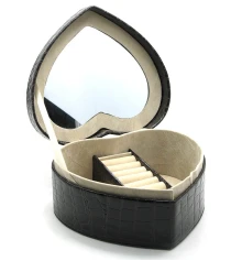 Шкатулка для бижутерии «Сердечко» черная (17.5×18.5×11 см) купить в интернет магазине подарков ПраздникШоп