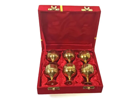 Рюмки бронзовые позолоченые (н-р6 шт./30 мл) h-5.5 (18.5×15.5×5.5 см) купить в интернет магазине подарков ПраздникШоп