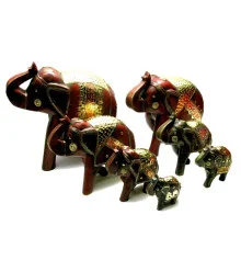 Слоны деревянные с медными вставками (н-р 7 шт.) (h-30 купить в интернет магазине подарков ПраздникШоп