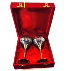 Бокалы бронзовые посеребренные (н-р 2 шт./190мл)h-17 см (27×20×8.5 см) купить в интернет магазине подарков ПраздникШоп