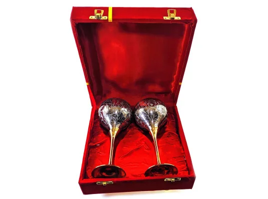 Бокалы бронзовые посеребренные (н-р 2 шт./190мл)h-17 см (27×20×8.5 см) купить в интернет магазине подарков ПраздникШоп