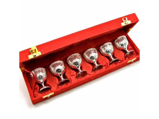 Рюмки бронзовые посеребренные (н-р 6 шт./30мл) (37.5Х9×6 см) купить в интернет магазине подарков ПраздникШоп