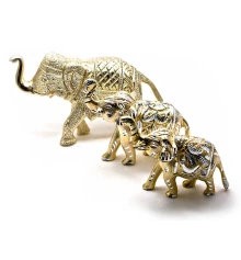 Слоны резные алюминий (н-р 3 шт.) (25×14 см16×13 см17×11.5 см) купить в интернет магазине подарков ПраздникШоп