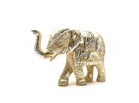 Слон резной алюминий (24×16.5×7 см) купить в интернет магазине подарков ПраздникШоп