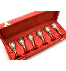 Рюмки бронзовые посеребренные 30мл (н-р 6 шт.) (h-9.5 см) (34.3×12.5×5.5 см) купить в интернет магазине подарков ПраздникШоп