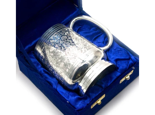 Кружка бронзовая посеребренная 0.5л. (15×15×11 см) купить в интернет магазине подарков ПраздникШоп