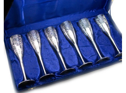 Бокалы бронзовые посеребренные (н-р 6 шт.) (h-25 см) (55×27×9 см) купить в интернет магазине подарков ПраздникШоп