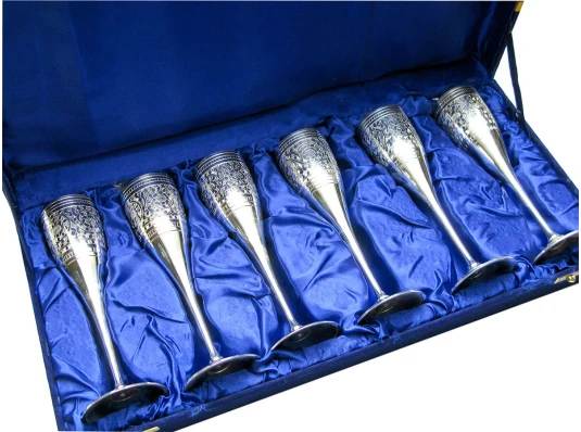 Бокалы бронзовые посеребренные (н-р 6 шт.)(140мл) (53×24×8 см) купить в интернет магазине подарков ПраздникШоп