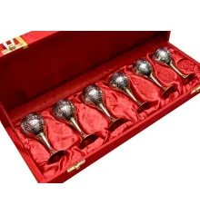 Рюмки бронзовые посеребренные (н-р 6 шт.) (h-9 см) (34.3×12.5×5.5 см) купить в интернет магазине подарков ПраздникШоп