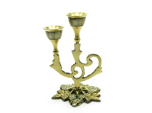 Подсвечник на 2 свечи бронзовый с перламутром (15.5×10×10 см) купить в интернет магазине подарков ПраздникШоп