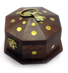 Шкатулка розовое дерево восьмигранная (10.5×10.5×6 см) купить в интернет магазине подарков ПраздникШоп