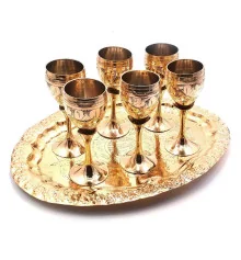 Рюмки бронзовые (н-р 6 шт./50мл) (h-11.5 см поднос 30×21 см) купить в интернет магазине подарков ПраздникШоп
