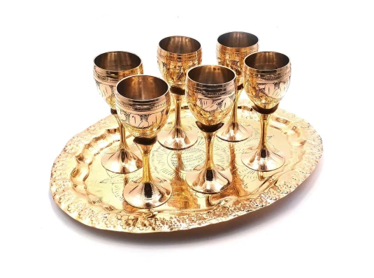 Рюмки бронзовые (н-р 6 шт./50мл) (h-11.5 см поднос 30×21 см) купить в интернет магазине подарков ПраздникШоп