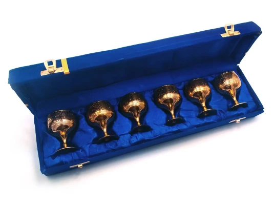 Рюмки бронзовые позолоченные (н-р 6 шт./80мл)(h-6.5) (39×10×6 см) купить в интернет магазине подарков ПраздникШоп