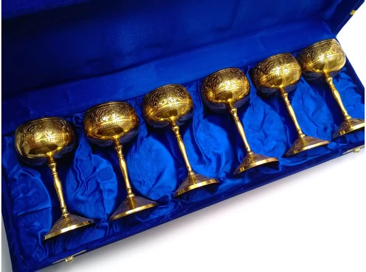 Рюмки бронзовые позолоченные (н-р 6 шт./80мл) (h-11.5 см) (43×15×8 см) купить в интернет магазине подарков ПраздникШоп