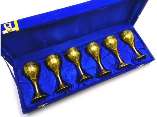 Рюмки бронзовые позолоченные (н-р 6 шт./80мл) (h-11.5 см) (46×14.5×7 см) купить в интернет магазине подарков ПраздникШоп