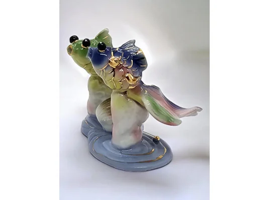 Статуэтка Золотые рыбки с ракушкой фарфор (10.5×7×5.5 см) купить в интернет магазине подарков ПраздникШоп