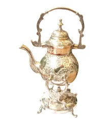 Чайник бронзовый с горелкой на подставке с цветным рисунком (30.5×19×16 см) купить в интернет магазине подарков ПраздникШоп