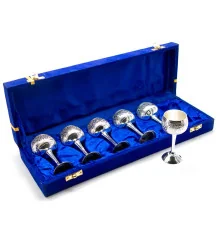 Рюмки бронзовые посеребренные (н-р 6 шт.) (h-9 см) (34.3×12.5×5.5 см) купить в интернет магазине подарков ПраздникШоп