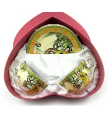 Сервиз фарфор сердце (2JBS136-4) 2 чашки +2 блюдца «Желтый» (210 мл) (h-6 см купить в интернет магазине подарков ПраздникШоп