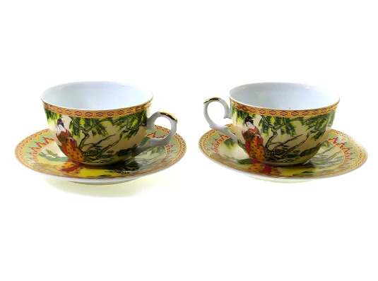 Сервиз фарфор сердце (2JBS140) 2 чашки +2 блюдца «Гейша» (210 мл) (h-6 см купить в интернет магазине подарков ПраздникШоп