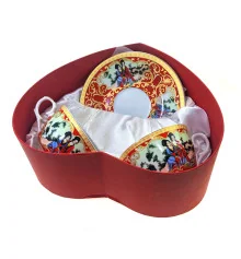 Сервиз фарфор сердце (2JBS108-1) 2 чашки +2 блюдца «Красный» (210 мл) купить в интернет магазине подарков ПраздникШоп