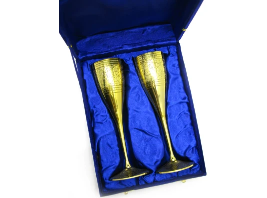 Бокалы бронзовые позолоченные (н-р 2 шт./160мл) (h-20 см (24×18.5×7.5 см) купить в интернет магазине подарков ПраздникШоп