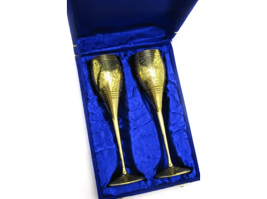 Бокалы бронзовые позолоченные (н-р 2 шт./180мл) (h-23 см) (26.5×18×9 см) купить в интернет магазине подарков ПраздникШоп