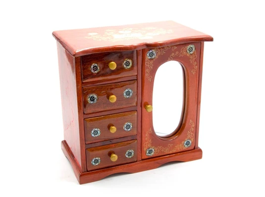 Шкатулка с зеркалом 5 отделений (20.5×21×12.5 см) (Вьетнам) купить в интернет магазине подарков ПраздникШоп